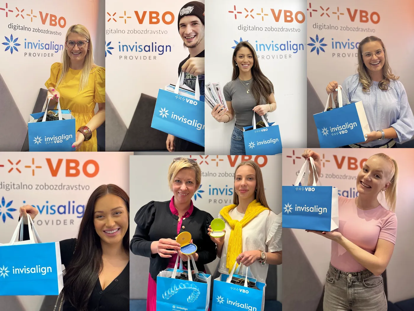 Pacienti VBO z darilnimi vrečkami Invisalign