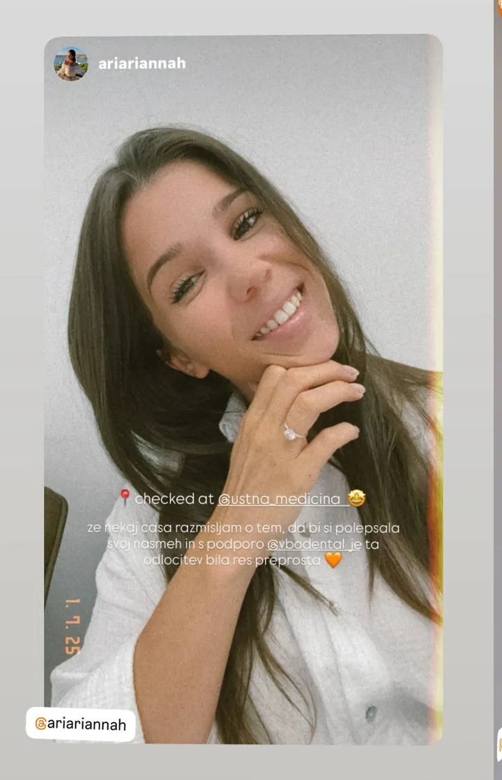 Instagram zgodba pacienta VBO o poravnavi z aparatom Invisalign